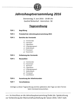 Jahreshauptversammlung 2016
