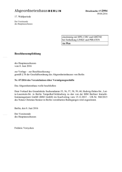 Dringliche Beschlussempfehlung