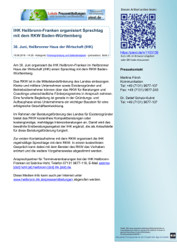 IHK Heilbronn-Franken organisiert Sprechtag mit dem RKW Baden