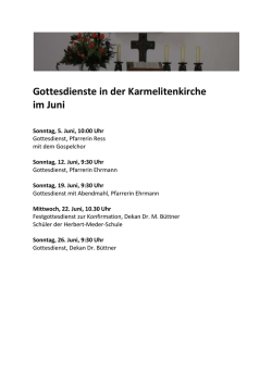 Gottesdienste in der Karmelitenkirche im Juni