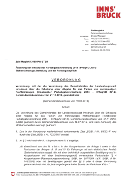 Änderung der Innsbrucker Parkabgabeverordnung 2014