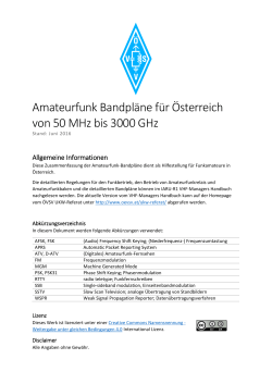 Amateurfunk Bandpläne für Österreich von 50 MHz bis 3000