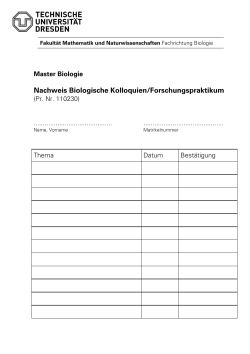 Nachweis Biologische Kolloquien/Forschungspraktikum