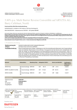 5.80% p.a. Multi Barrier Reverse Convertible auf ARYZTA AG, Barry