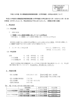 平成28年度 石川県職員採用候補者試験（大学卒程度）の申込み状況