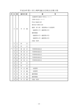 会期日程・提出議案一覧