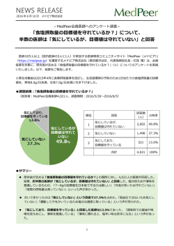 食塩摂取量の目標値を守れているか - MedPeer メドピア株式会社