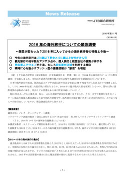 2016 年の海外旅行についての緊急調査