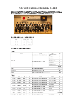 課外活動指導者に対する感謝状贈呈者 平成27年度課外活動指導者