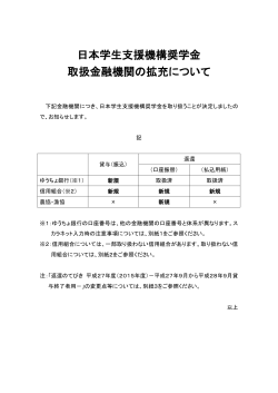 日本学生支援機構奨学金取扱金融機関の拡充について訂正がありました