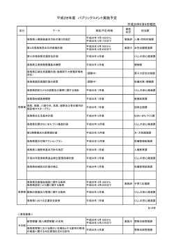 平成28年度 パブリックコメント実施予定