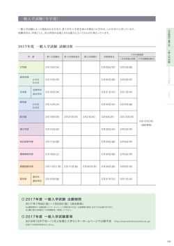 一般入学試験 試験日程、試験教科・科目