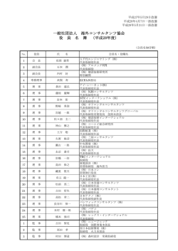 一般社団法人 海外コンサルタンツ協会 役 員 名 簿 （平成28年度）