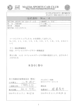 公式通知No．4 SS1のタイム - がんばろう！福島 MSCCラリー