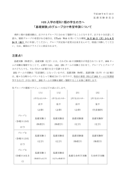 H28 入学の理科1類の学生の方へ 「基礎実験」のグループ分け希望申請