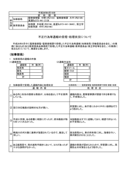 （知事部局） 不正行為等通報の受理・処理状況について