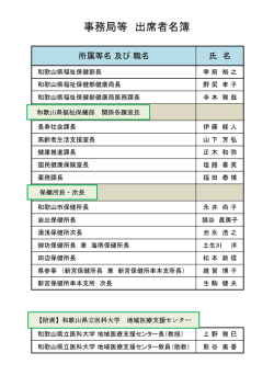事務局等 出席者名簿 - 和歌山県ホームページ