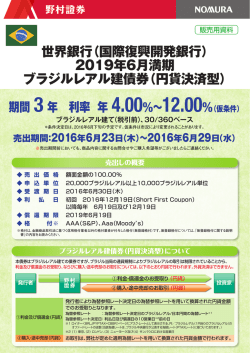 （国際復興開発銀行）2019年6月満期 ブラジルレアル建債券