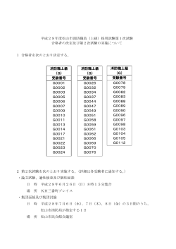 平成28年度松山市消防職員（上級）採用試験第1次試験 合格者の決定