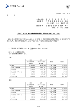 （訂正）2016 年定時株主総会招集ご通知の一部訂正について