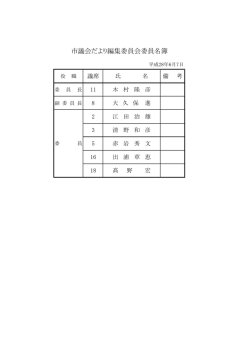 市議会だより編集委員会委員名簿