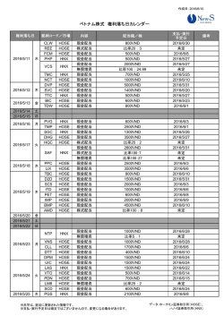 ベトナム株式 権利落ち日カレンダー