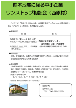 熊本地震に係る中小企業 ワンストップ相談会（西原村）