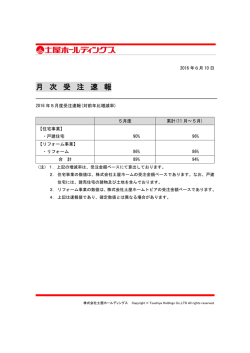 2016年5月度受注速報