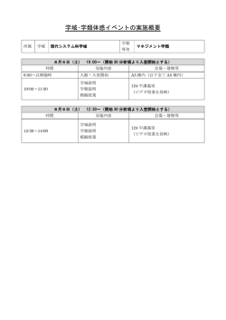 学域・学類体感イベントの実施概要