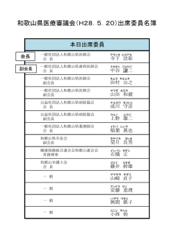 出席委員名簿 - 和歌山県ホームページ