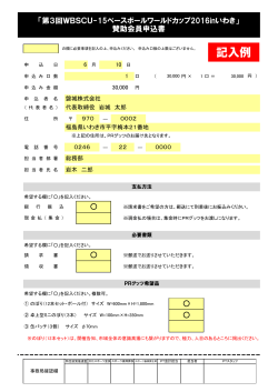 記入例 - 第3回WBSC U-15ベースボールワールドカップ2016 in いわき