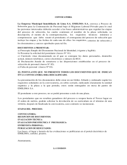 CONVOCATORIA La Empresa Municipal Inmobiliaria de
