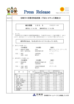 宮崎市の消費者物価指数（平成28年4月調査分)