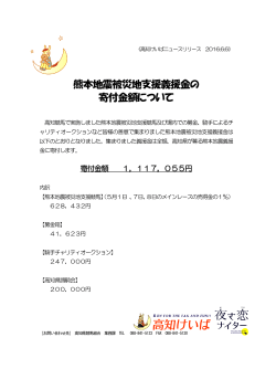 熊本地震被災地支援義援金の 寄付金額について