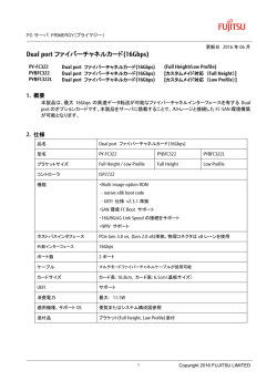 Dual portファイバーチャネルカード(16Gbps)