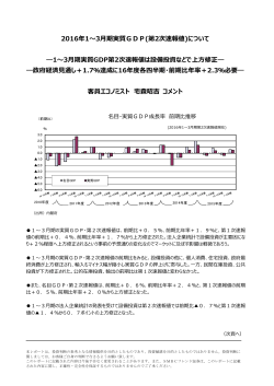 2016年1〜3  期実質GDP(第2次速報値)について