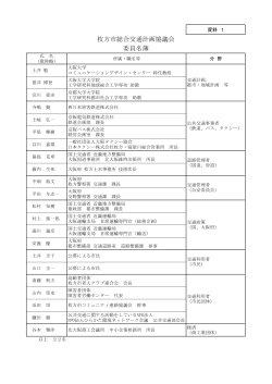 枚方市総合交通計画協議会委員名簿 （PDFファイル・125KB）