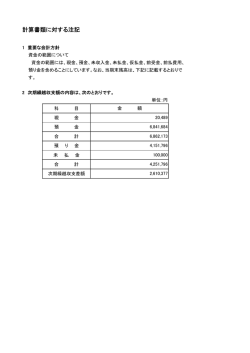 計算書類に対する注記