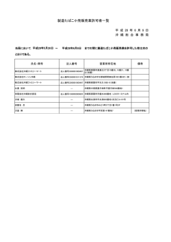 製造たばこ小売販売業許可者一覧