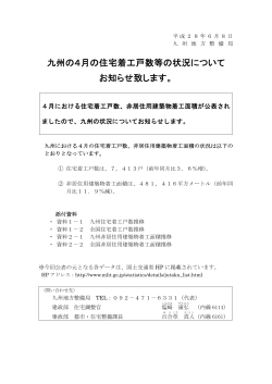 住宅着工戸数（4月） - 国土交通省 九州地方整備局