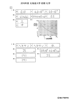 2016年度 北海道大学 前期 化学