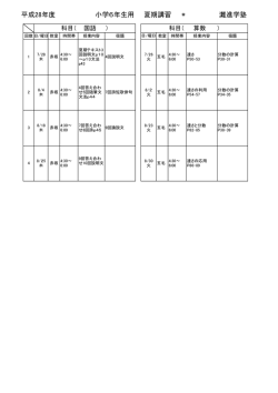 平成28年度 灘進学塾 夏期講習 * 小学6年生用
