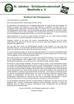 Grußwort Königspaar 2016 - Mastholte