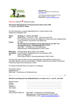 Information Babysitting-Kurs Schweizerisches Rotes