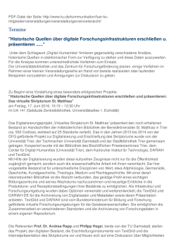"Historische Quellen über digitale Forschungsinfrastrukturen