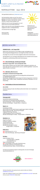 NEWSLETTER Juni 2016