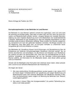 Korruptionsprävention in den Behörden im Land Bremen