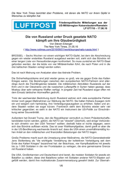 Die von Russland unter Druck gesetzte NATO k&auml;mpft um