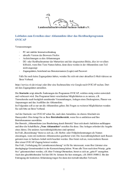 Leitfaden zum Erstellen einer Ablammliste &uuml;ber OVICAP