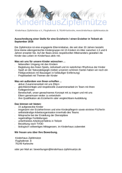 Ausschreibung einer Stelle für eine Erzieherin / einen Erzieher in